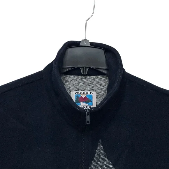 Vintage Wooded River Wool Blend Vest Mens XL Blue Grey Wolves Night Sky Gorpcore